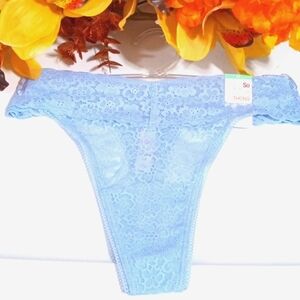 SO SERENITY BLUE LACE THONG PANTY SIZE MEDIUM NWT